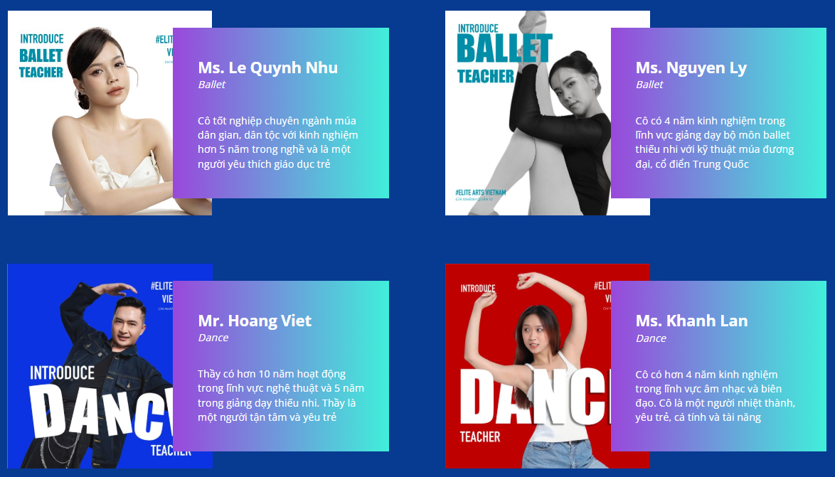 Đội ngũ giảng viên yêu trẻ và đam mệ dạy nghệ thuật tại Elite Arts Vietnam